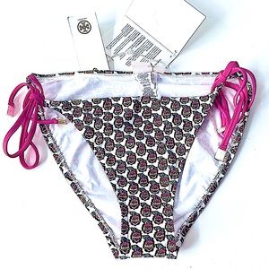 NWT TORY BURCH swim bottoms M GABRIELLA pink white green fuscia string ties